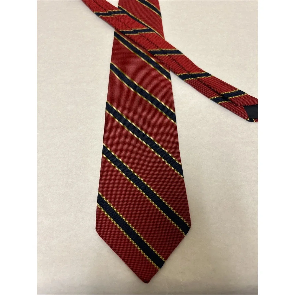Brooks Brothers Makers mens Repp Silk Tie Red Blue‎ Gold Striped Business Formal